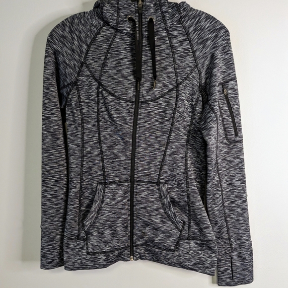 Athleta Home Team Full Zip Hoodie Jacket Space Dye Navy Blue Size Small EUC $149 - Picture 3 of 7